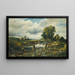 Flusslandschaft mit Figuren in einem Boot in der Nähe eines Schleusentores - Frederick Waters Watts — gerahmtes Bild an der Wand