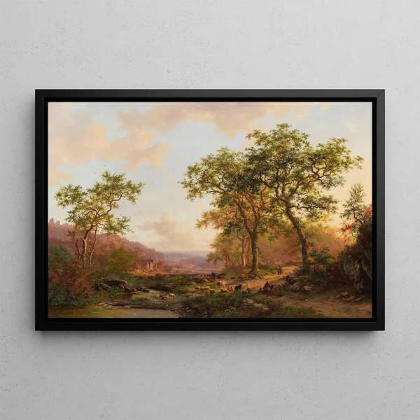 Frederik Marinus Kruseman - Weite Landschaft im Abendlicht.webp