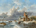 Winterlandschaft mit Figuren auf einem gefrorenen Fluss - Frederik Marinus Kruseman — Ansicht des Kunstwerks