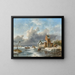 Winterlandschaft mit Figuren auf einem gefrorenen Fluss - Frederik Marinus Kruseman — gerahmtes Bild an der Wand