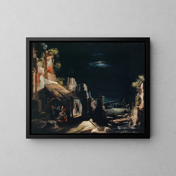 L'Adoration des bergers - Frederik van Valckenborch — gerahmtes Bild an der Wand
