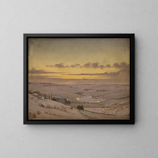 Abend im Winter in Susen - Frederik Vermehren — gerahmtes Bild an der Wand