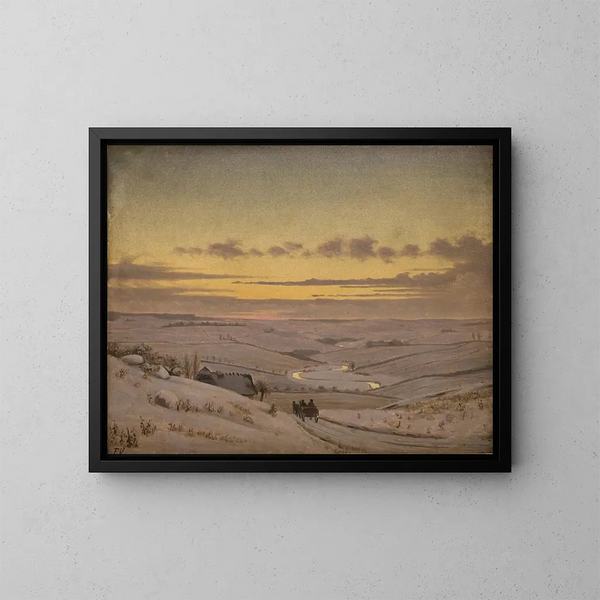 Abend im Winter in Susen - Frederik Vermehren — gerahmtes Bild an der Wand