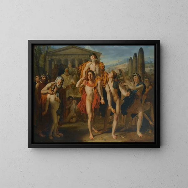 Diagoras von Rhodos - Französische Schule — gerahmtes Bild an der Wand