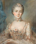Portrait einer Frau in Blumenrock - Französische Schule — Ansicht des Kunstwerks