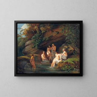 Venus und ihre Nymphen beim ungestörten Baden - Französische Schule — gerahmtes Bild an der Wand