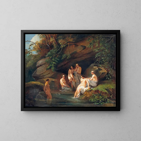 Venus und ihre Nymphen beim ungestörten Baden - Französische Schule — gerahmtes Bild an der Wand