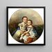 Brüder und Schwestern mit Strohhut und Puppe - Johann Grund — gerahmtes Bild an der Wand