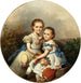 Brüder und Schwestern mit Strohhut und Puppe - Johann Grund — Ansicht des Kunstwerks