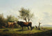 Eine Kuh, die einen Stier auf der Weide leckt - Friedrich August Matthias Gauermann — Ansicht des Kunstwerks