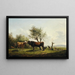 Eine Kuh, die einen Stier auf der Weide leckt - Friedrich August Matthias Gauermann — gerahmtes Bild an der Wand