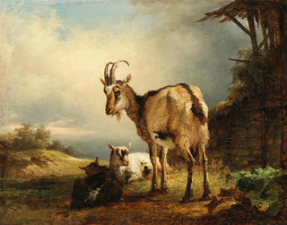 Eine Ziege mit zwei Ziegenkälbern - Friedrich August Matthias Gauermann — Ansicht des Kunstwerks
