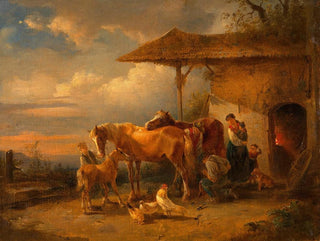 Schmied im Dorf - Friedrich August Matthias Gauermann — Ansicht des Kunstwerks