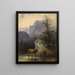 Hirsch und Tier am Wasserloch - Friedrich August Matthias Gauermann — gerahmtes Bild an der Wand