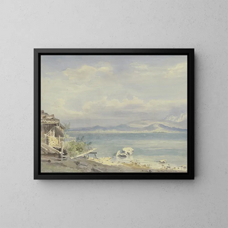 Frau am Chiemsee - Friedrich Ernst Morgenstern — gerahmtes Bild an der Wand