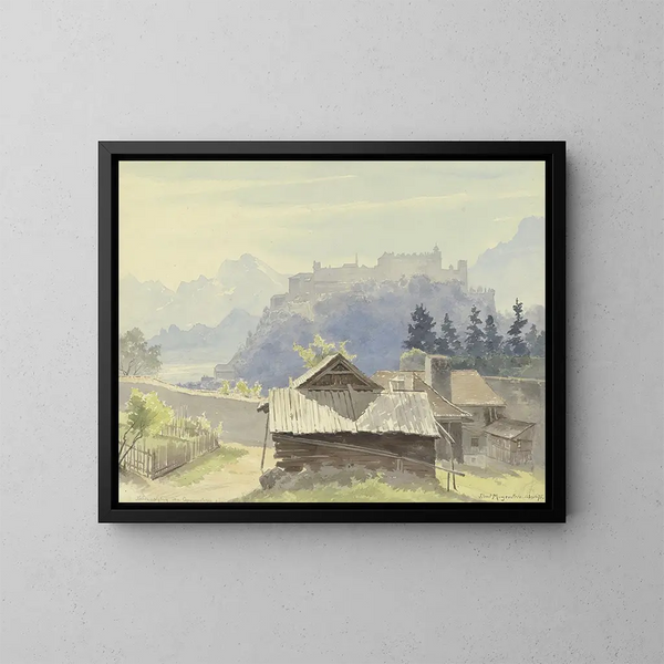 Ansicht der Festung Hohensalzburg vom Kapuzinerberg - Friedrich Ernst Morgenstern — gerahmtes Bild an der Wand