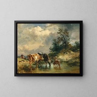 Friedrich Gauermann - Cows near a Watering Place.webp