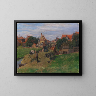 Heuernte in den Niederlanden - Friedrich Kallmorgen — gerahmtes Bild an der Wand