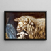 Schaf mit Lamm im Stall - Friedrich Otto Gebler — gerahmtes Bild an der Wand