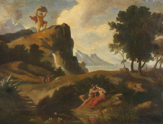 Das Gemälde Der Zyklop Polyphème eifersüchtig tötet Akis, den Geliebten der Nymphe Galathea, mit einem Felsen - Friedrich Preller der Jüngere — Ansicht des Kunstwerks