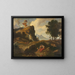 Das Gemälde Der Zyklop Polyphème eifersüchtig tötet Akis, den Geliebten der Nymphe Galathea, mit einem Felsen - Friedrich Preller der Jüngere — gerahmtes Bild an der Wand