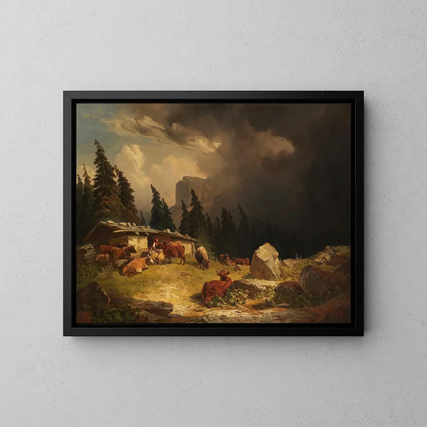 Sturm in den Bergen - Friedrich Voltz — gerahmtes Bild an der Wand