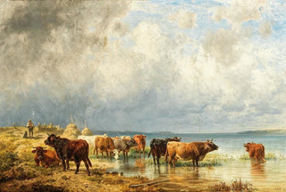 Friedrich Voltz - Herde mit Schafen am See.webp