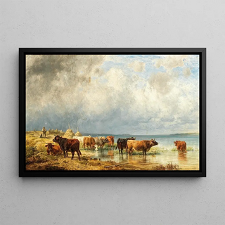 Friedrich Voltz - Herde mit Schafen am See.webp