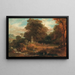 Ein weites idealisiertes Landschaft mit antiken Figuren um eine doppelte Statue von Mars und Venus, Tempelarchitektur im Hintergrund - Friedrich von Amerling — gerahmtes Bild an der Wand