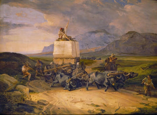 Bisons ziehend einen Marmorblock - Friedrich von Nerly — Ansicht des Kunstwerks