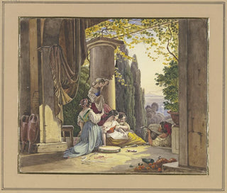 Terrasse italien avec fille et joueur de luth - Friedrich von Nerly — Ansicht des Kunstwerks