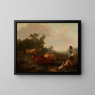 Szenen aus dem Landleben - Friedrich von Nerly — gerahmtes Bild an der Wand