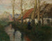 Eine Flusslandschaft in der Normandie mit einer Frau, die Wasser trägt - Frits Thaulow — Ansicht des Kunstwerks