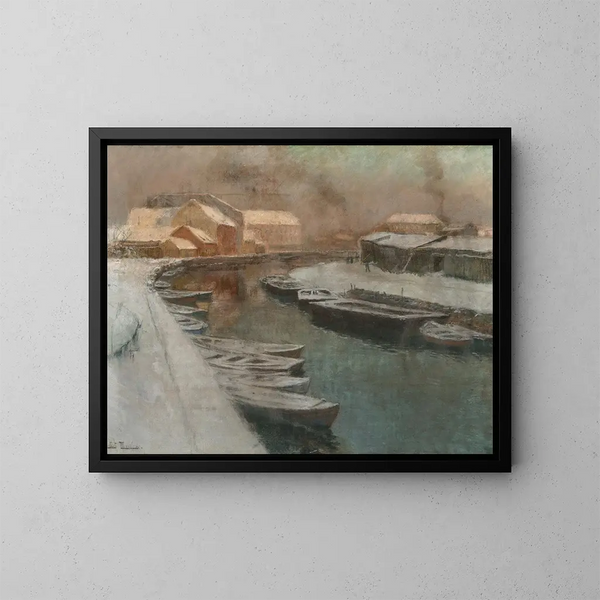 Kanal im Winter - Frits Thaulow — gerahmtes Bild an der Wand