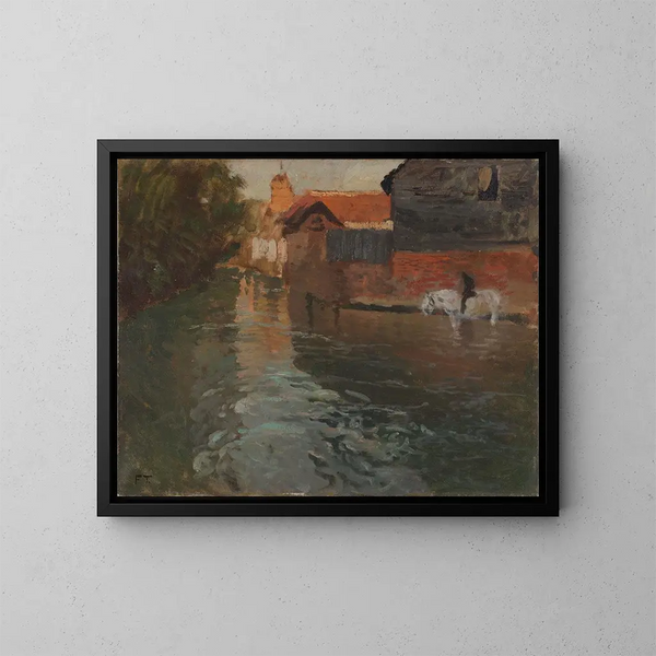 Fluss im Norden Frankreichs - Frits Thaulow — gerahmtes Bild an der Wand