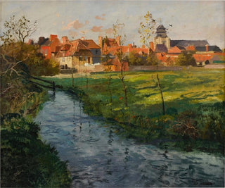 Dorf am Bachrand - Frits Thaulow — Ansicht des Kunstwerks
