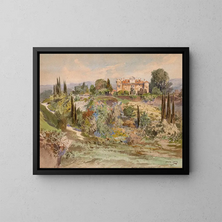 Ansicht des Cronberg-Schlosses im Palais Coronini in Goritz - Fritz Lach — gerahmtes Bild an der Wand