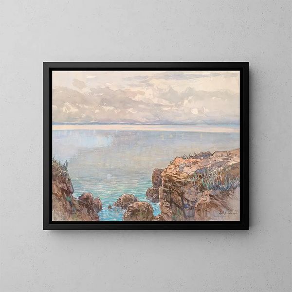 Côte rocheuse et mer calme - Fritz Lach — gerahmtes Bild an der Wand