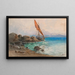 Segelboot in der Nähe der Küste - Fritz Lach — gerahmtes Bild an der Wand