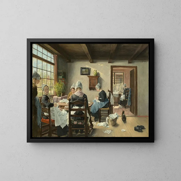 Holländisches Innenraum-Gemälde - Fritz von Uhde — gerahmtes Bild an der Wand