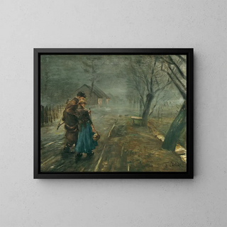 Schwieriger Weg - Fritz von Uhde — gerahmtes Bild an der Wand