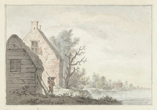 G van Bosvelt - Rivierlandschap met enige woningen.webp