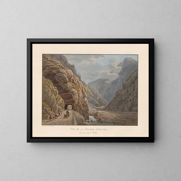 Ansicht der Galerie von Algaby, aufgenommen von der Seite des Wallis - Gabriel Lory der Jüngere — gerahmtes Bild an der Wand