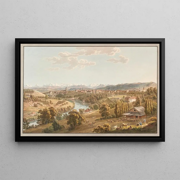 Ansicht der Stadt Bern - Gabriel Lory der Jüngere — gerahmtes Bild an der Wand