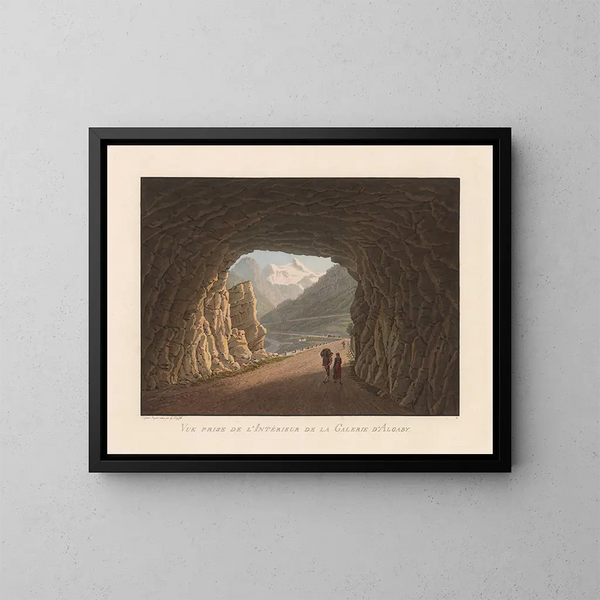Ansicht aufgenommen vom Inneren der Galerie von Algaby - Gabriel Lory der Jüngere — gerahmtes Bild an der Wand