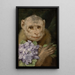 Affe mit einem Blumenstrauß von Veilchen - Gabriel Max — gerahmtes Bild an der Wand
