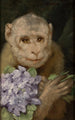 Affe mit einem Blumenstrauß von Veilchen - Gabriel von Max — Ansicht des Kunstwerks