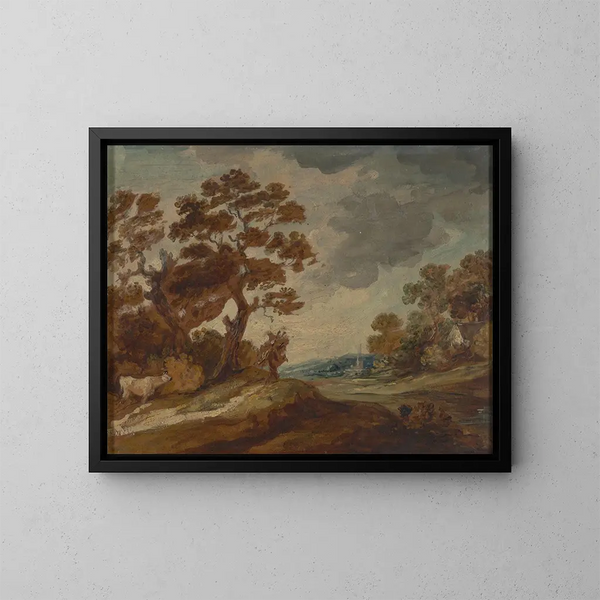 Landschaft mit einer Kuh im Vordergrund links - Gainsborough Dupont — gerahmtes Bild an der Wand