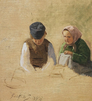 Joakim Skovgaard - Bondedreng og syende bondepige Studie.webp