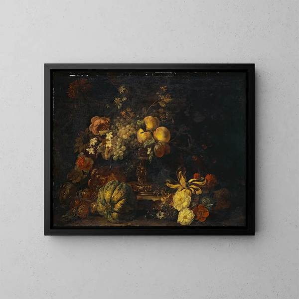 Stillleben mit Blumen und Früchten - Gaspar Peeter Verbruggen der Jüngere — gerahmtes Bild an der Wand